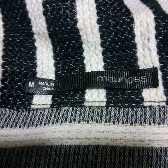 Maurices Women's Size M Black White Striped Front Zippered Blazer Jacket - Picture 5 of 11